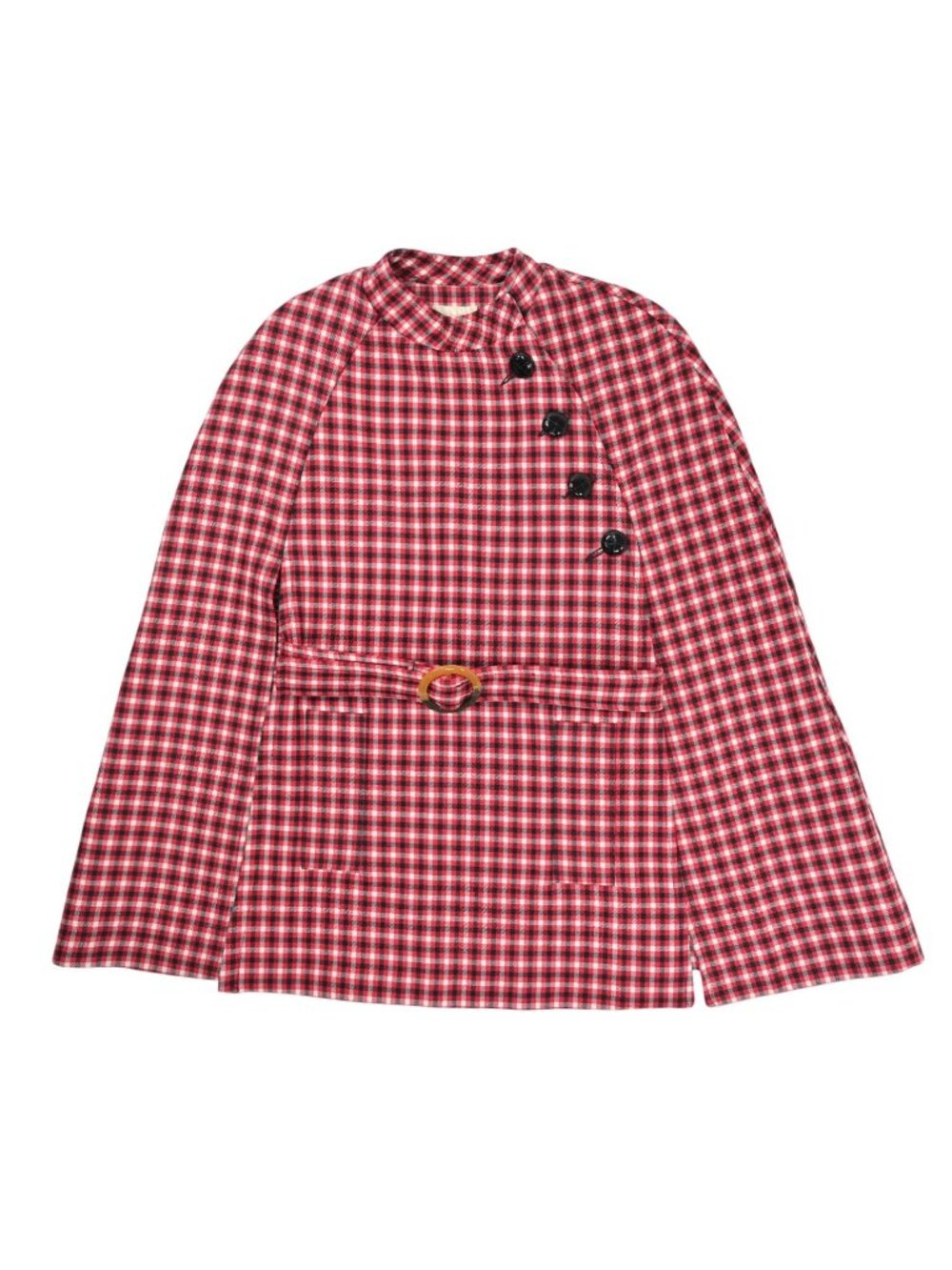 Maria de la Orden Belted Clery Cape in Red and Black Tartan
